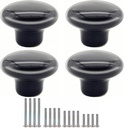 4 Pack Ceramic Cabinet Knobs Vintage Round Black Drawer Cupboard Dresser Wardrobe Closet Door Knobs Pull Handles Kitchen Cabinet Knobs with Long Short Screws