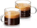 Mfacoy 2 Pack Measuring Cups, 75ML Espresso Cups with Handle, Espresso Shot Glasses with V-Shaped Mouth, Clear Accessories, Milk Frothing Pitcher