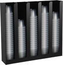 Uiifan Acrylic Portion Sauce Cup Lid Organizer Black 5 Compartments Plastic Sauce Holder Countertop Wall Mount Disposable Cup and Lid Storage Dispenser Restaurant Supplies for Party Kitchen Cafe
