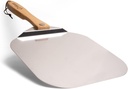 Chef Pomodoro Aluminum Metal Pizza Peel with Foldable Wood Handle for Easy Storage, Pizza Spatula, Gourmet Luxury Pizza Paddle for Baking Homemade Pizza Bread (12 inch)