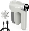 BEAUTURAL Fabric Shaver, Rechargeable Lint Remover, Electric Portable Sweater Defuzzer with 3 Speeds, 6 Leaf Blades, Digital LED Display, Remove Pilling for Clothes, Furniture, Sweater, Couch, Blanket