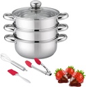 Double Boiler & Steam Pots for Chocolate and Fondue Melting Pot, Candle Making, Stainless Steel Steamer with Tempered Glass Lid for Clear View while Cooking, Dishwasher (3 Cooking Utensils Set)