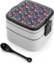 Abstract Eye Pattern Print Bento Box, Cute Lunch Box Containers for Adults Women Men, Small Salad Container for Lunch, Reusable Double Lunchable Stackable