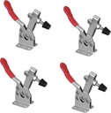 POWERTEC 4PK Toggle Clamp, 300 lbs Holding Capacity, 201B Quick Release Horizontal Clamps w/Antislip Rubber Pressure Tip for Woodworking Jigs and Fixtures, Welding, Drill Press, Crosscut Sled (20327)