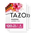 TAZO Passion Herbal Tea Bags, Iced or Hot, Caffeine-Free, 120 Total Tea Bags (20ct - Pack of 6)