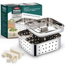 PANCA rustfrit stål Paner Maker Mould Big Size, Paner Tryk med Lid, Tofu Press Mould Maker, Whey Seperator (Square, 550ml Kapacitet)