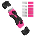 DEKEones Razor Blade Scraper, Double Evedd Razorblade Scraping Tool med 10 Pcs Razor Blades, Paint Scraper til glas, Decals, Tint, Stickers, Labels, Caulk, Klæbemiddel (Pink)