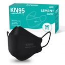 LEMENT KN95 Ansigtsmaske, 50 PCS Breathable Black Dust Mask til voksen, Teenager