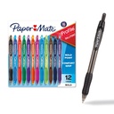 Papir Mate Profil Udtrækkelig Ballpoint Pens, Fed Point (1,4 mm), Assorterede Farver, 12 Greve - Tilbage til skolen, Kontor, Lærerforsyninger