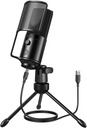 FIFINE Podcast Recording Microphone, PC USB Condenser Microphone til Streaming Vocal Musik, Computer Desktop Mic med mute knappen til Windows / Mac OS- K669PRO1