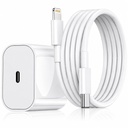 20W SuperFast Adapter Charger & Cable (Apple- MFI Certified) Kompatibel med iPhone 14 / 14Plus / 14Pro / 14Promax 13 / 13Pro / 13Promax 12 / 12Pro / 12 / 11 / X / Xr Series (White)
