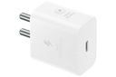 Samsung Original 25W USB Type- C Rejseadapter uden kabel til Pixel, Xiaomi, Motorola, iPhone, Samsung Galaxy Tab S / A Series, Galaxy S10 / M54 / M55 / A80 / A90 / S25 / S24, Hvid