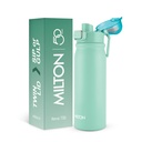 MILTON Reva 750 ISI Certificeret rustfrit stål vandflaske med Twin Lid Sip eller Gulp, 750ml Budd124; Enkelt væg, BPA- fri, Læbefast Budd124; Sturdy Håndtag Budd124; Ideel til hjemmet, Office, Gym & Rejser, Aqua Green