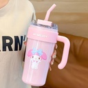 DOCAT 860ML rustfrit stål Tumbler med Straw, Vakuum isoleret kaffe Tumbler, Bladsikker Wide Mouth Sipper Flaske med Straw, Hot og Cold Sipper til Gym, Office, Sport, Rejser, Home (Pink- 01)