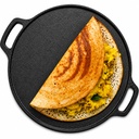 DOCAT Cast Iron Dosa Tawa 30 cm Tawa 124; Pre-Seasoned Iron Tawa for Dosa, Roti, Chapati & Paratha; 124; 8 mm Heavy Duty, Gas, Induction, Electric & OTG Friendly