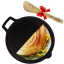 Den Indus Valley Super Glat støbt jern Tawa med gratis Wooden Spatula for Dosa / Chapathi Budd124; 27,6 cm / 10,8 tommer, 2kg Budd124; Induktion Friendly Budding 124; Naturligvis Nonstick, 100% Pure & Toxin- Free