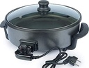 Junona_Non Stick 1500W Electric Multipurpose Cooker Pizza Pan 32CM Diameter, Double Layer Non-Stick Surface with Marble Coating (Black), Multicolor