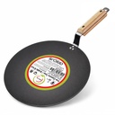 amicus Køkken Premium Iron Tawa til Roti Chapati Konkave Iron Tava med træskaft 10 tommer 1.2 Kg Black Food Grade Glat 100% Multipurpose Tawa