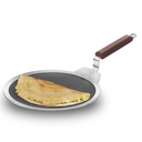 Hawkins 28 cm Dosa Tava, Triply rustfrit stål Shielded Nonstick Tawa med Rosewood håndtag, Honeycomb Non Stick Induction Tawa, Sølv (NSDT28)