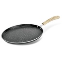 BERGNER Bellini Plus Aura 5- Layer Non- Stick 30 cm Dosa Tawa, Soft Touch Wooden Finish Handle, Food Safe, PFOA Gratis, Selv varmedistribution, 4mm Tykkelse, Induktion Bottom, 1- År garanti, Sort