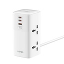 T Teclusive 2500W Tower Extension Board Power Strip with USB C Ports | 4 Power Sockets with 70W Gan Type C QC PD Super Fast Charging | Vertical Multi Port Extension | 2M Power Cord