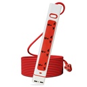 MX 4 Meadway Power Strip med Universal stikdåse, Individuelle switches, 2 USB-opladningsporte, Heavy Duty Surge Protector med Extension Cord, Multi Outlet Power Strip, Outlet Extender