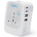 Ceptics Universal Charger Adapter, 5 i 1 Universal Travel Adapter med type C, 17W Universal Travel Adapter Alt i én, Universal Travel Essentials med 2 USB A, 2 USB- C 3.4A Universal Adapter, White