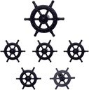 6 Pcs Ship Rudder Handles and Helm Cabinet Knobs - Ocean Theme Zinc Alloy Furniture Door Pull for Dresser (Black)