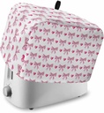 Sweet Bow Striped Toaster Cover 4 Slice, Kitchen Appliance Covers with Pocket & Loop, Pink Love Modern Preppy Aesthetic Polyester Bread Machine Covers Dust & Fingerprint Protection