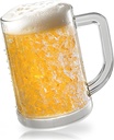 Beer Mugs for Freezer, Double Wall Insulated Plastic Glasses,13 oz Clear Plastic Frozen Beer Mug with Handle, Perfect Ice Cup for Home Party 1Pack