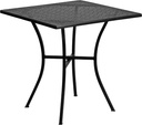 Flash Furniture Oia 28" Commercial Grade Steel Patio Table, Modern Square Rain Flower Design Outdoor Dining Table, Black