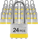 Padlocks with Same Key, LQYN 24 Pcs Laminated Keyed Padlock (1-9/16", 40mm), Keyed Alike Locks, Long Shackle, for Storage Locker, Hasp Latch, Toolbox, Sheds