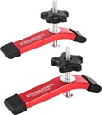 T track Hold Down Clamps - Double Cut Profile Universal T-Track Clamps, 6-3/8"L x 1-1/4"W -Woodworking and t slot clamp - Fine Sandblast Anodized - Red Color-2PK