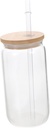 Clear Glass Juice Cup with Straw Lid Borosilicate Glass for Iced Tea and Beverages Versatile Drinkware for Home Office Cafe and More