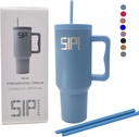 40oz, Travel Mug, Insulated Thermal Mug, 2 Straw Tumbler, Reusable Coffee Mug, Drinking Glass, Tumbler Cup for Coffee, Tea, Whiskey, Juice (Baby Blue)