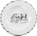 H HIEND ACCENTS Paseo Road Ranch Life 4 Piece Melamine Plastic Salad Plates Set, Black and White, Southwestern Rustic Cabin Lodge Farmhouse Style Dinnerware