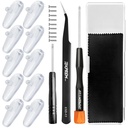 Eyeglasses Nose Pads, TEKPREM Screw in Glasses Nose Pads Replacement Repair Tools Kit with 5 Pairs of Air Chamber Silicone Nose Pads,Screws,Screwdrivers,Tweezer & Cloth for Sunglasses (15mm)