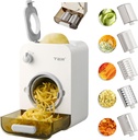 TER Electric Cheese Grater with 5 Blades – 5-in-1 Gourmet Vegetable Shredder for Carrot, Potato & More, 110mm Large Caliber, Built-in Blade Storage Box, Fast & Efficient Grating