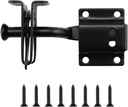 WellMade Self Locking Gate Latch Automatic Gravity Lever Door Lock for Wooden Fences, Heavy Duty Metal Gates, Vinyl Fence, Secure Pool, Garden Outdoor gate, Black with Screws