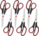 Scissors Bulk black 6-Pack, All Purpose Stainless Steel Sharp Scissors for Office Home General Use Craft Supplies, High/Middle School Classroom Class Older Kids Set, Right/Left