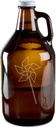 Summer Pin Wheel Hand-Made Etched Glass Beer Growler 64 oz