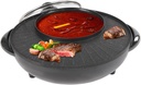 1350W Circular Edition Hotpot Grill Combo Indoor BBQ, 2-in-1 Electric Hot Pot Pan Frying Cook with Divider for Home, Parties, Barbecue Shops