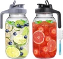 2 Pack 64 oz Glass Pitcher With Lid, Mason Jar Pitcher, 2 Quart Breast Milk Pitcher Jug with Flip Cap Leak Proof, Glass Sun Tea Jar for Ice Tea, Cold Brew Coffee, Breast Juices