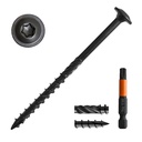 [Pack of 50] #14 x 4 Wood Structural Lag Screws, Black Coated Torx/Star Drive Heavy Duty Construction Wood Screw, Modified Truss Washer Head, Star Drive Bit Included.