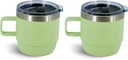 6 oz Stackable Mug, Stainless Steel cup with handle, Vacuum Insulated Espresso/Coffee Mug, shot Glass Set for 2-Piece Set for Coffee, Spirits, Wine, Tea-Key Lime
