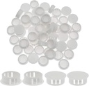 60PCS 25mm/1" White Hole Plugs Plastic Flush Type Hole Plugs Snap in Locking Hole Tube, Furniture Fencing Post Pipe Insert End Caps (White)