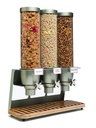 Rosseto EZ547 EZ-SERV Triple Container Table-Top Cereal Dispenser with Bamboo Tray, 3.9-Gallon Capacity, 9" Length x 21" Width x 26" Height