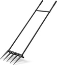 5 Steel Tines 15 in Wide BroadFork Garden Tool, 55 inch Heigh Durable Handles, Ergonomic U-Shaped Design, Black Hand Tiller Broad Fork Great for Farm and Garden, Digging Crushing Aerate Soil
