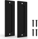 Orgerphy 7” Black Barn Door Handle Finger Pull Set (2 Packs) | Heavy Duty Modern Simple Invisible Handle for Gates Garages Sheds Barn Door, Pocket Door | with Flat Bottom Easy to Install (2 PCS)
