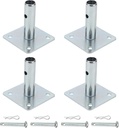 4 PCS Galvanized Scaffold Base with Pin, Square Scaffold Base Plates, Scaffolding Parts for Construction, 4.7"x 4.7"x1-5/16 OD